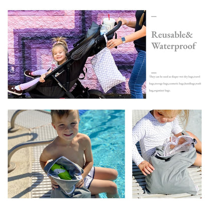 ALVA ALVABABY 3pcs Baby Cloth Diaper Wet/Dry Bags|Waterproof Reusable with Two Pockets|Travel, Beach, Pool, Daycare, Soiled Baby Items,Yoga,Gym Bag for Swimsuits or Wet Clothes 3L-ZM09 - Colors A