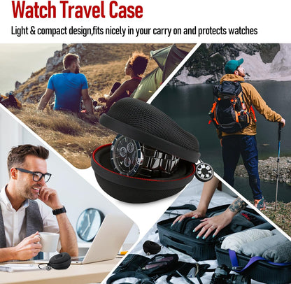 Watch Travel Case for Women: Portable Single Watch Box Organizer Travel Watch Case 1 Slot - Fits all Wristwatches & Smart Watches up to 50mm（Orange）