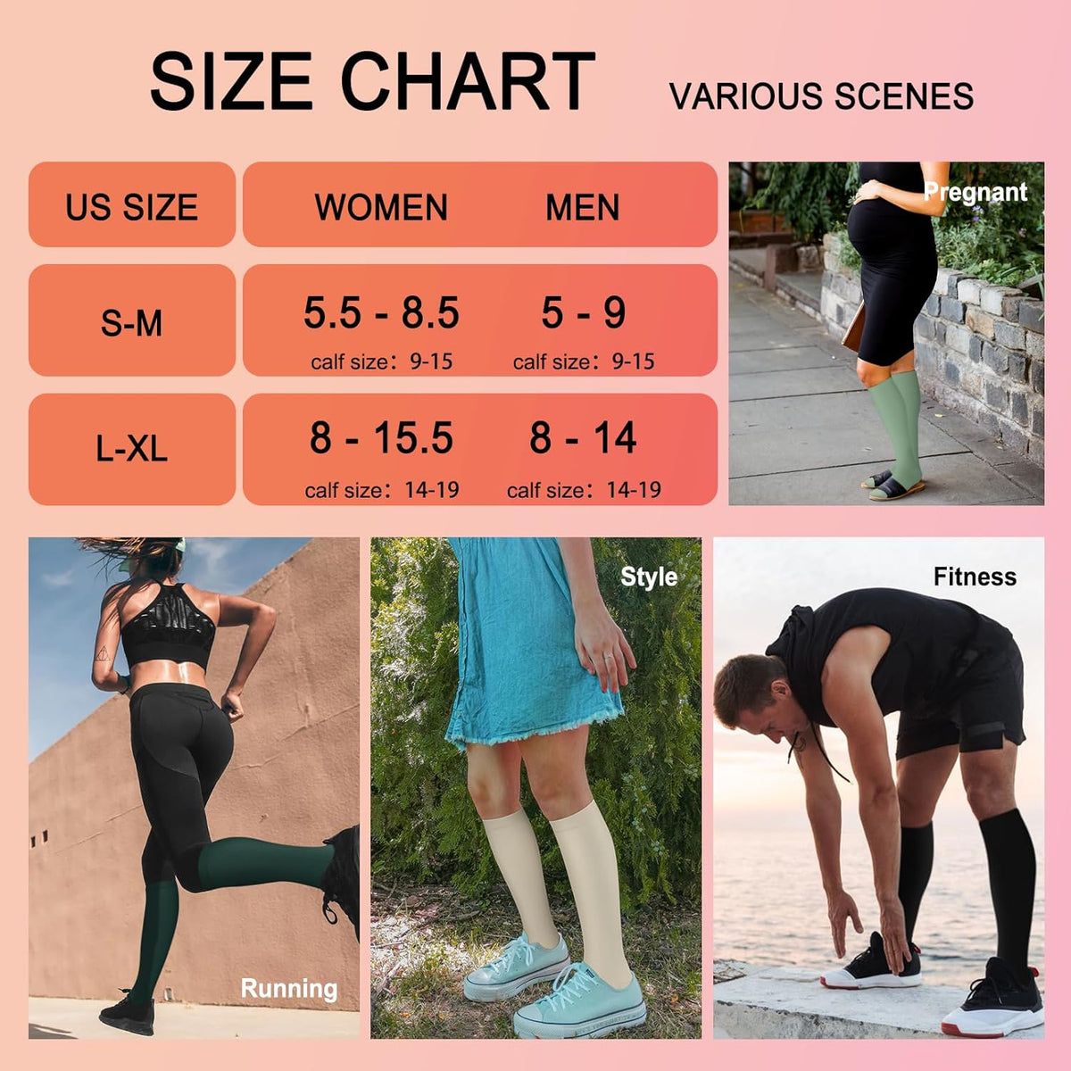 4 Pairs Compression Socks for Women Circulation-Best Support for Nurses,Running,Athletic,Travel
