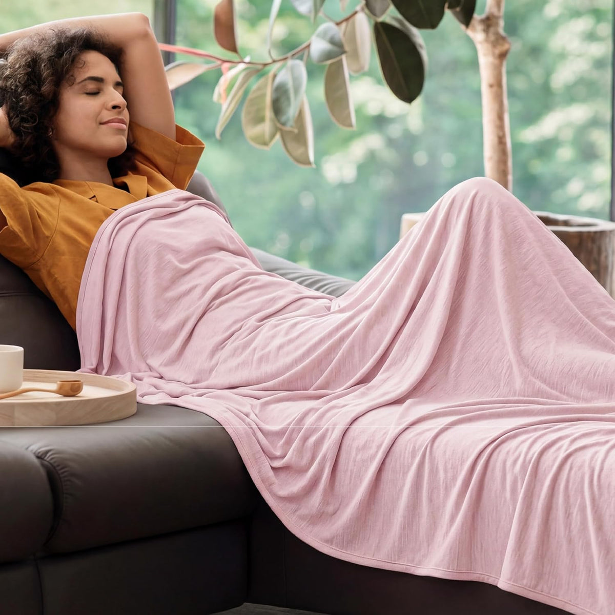 Bedsure Silky Soft Summer Cooling Blanket for Hot Sleepers, Rayon Derived from Bamboo Cold Throw Blanket for Couch, Lightweight Bed Cooling Throw Camping Picnic Travel Outdoor Dorm Essentials, 50x70