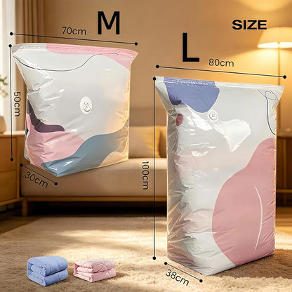 No-Pump 3D Vacuum Storage Bags Fast Compression, Jumbo Space Saver Bags for Comforters & Blankets, No Pump Needed, Cube Press & Seal Travel Organization, Keeps Dry & Dust-Free (3pcs L)