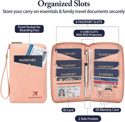 Family Passport Holder for Travel Women and Men RFID Passport Holder with Card Slots Holder Passport Case Passport cover Passport Wallet Travel Essentials and Accessories