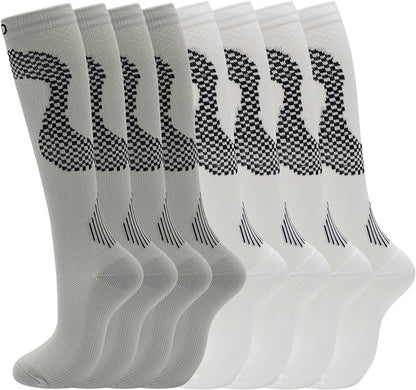 fenglaoda 8 Pairs Compression Socks for Men & Women 20-30 mmHg Knee High Nurse Pregnant Running Medical and Travel Athletic