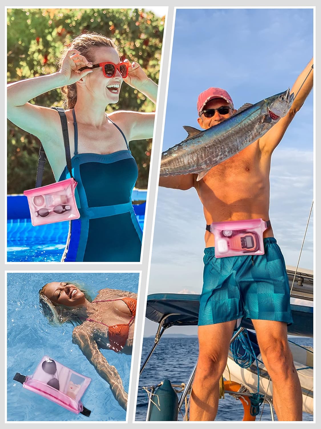 HEETA Waterproof Fanny Pack, Waterproof Pouch Dry Bag 2-Pack for Phone Passport Purse, Adjustable Waist Strap for Swimming Kayaking Boating Paddle Board Accessories Cruise Beach Camping Essentials