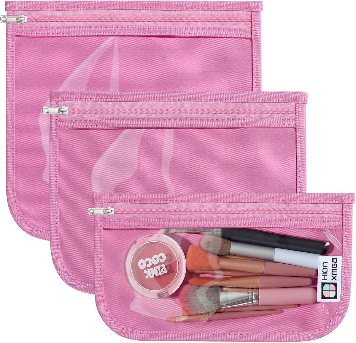 HIONXMGA TSA Approved Toiletry Bag, Set of 3 Clear Travel Toiletry Bag Quart Size Zipper Travel Pouch, Waterproof Makeup Cosmetic Bag for Women Men Kids Toiletries Carry on, Cacti A