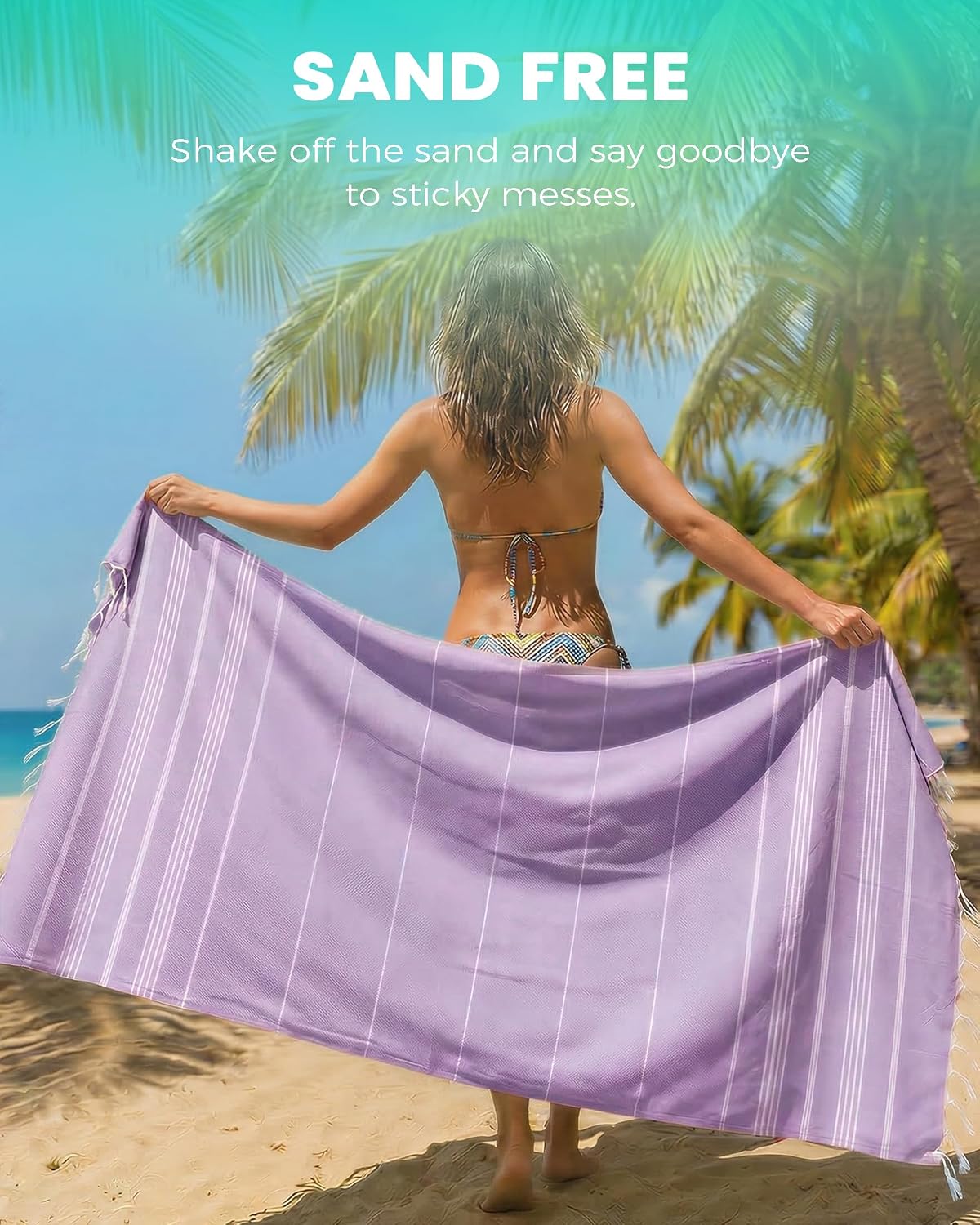 Antfuny Turkish Beach Towels Vacation Essentials Quick Dry Sand Free Oversized Bath Pool Swim Towel Extra Large XL Blanket Adult Travel Cruise Accessories Must Haves Clearance Stuff Necessities - Colors C