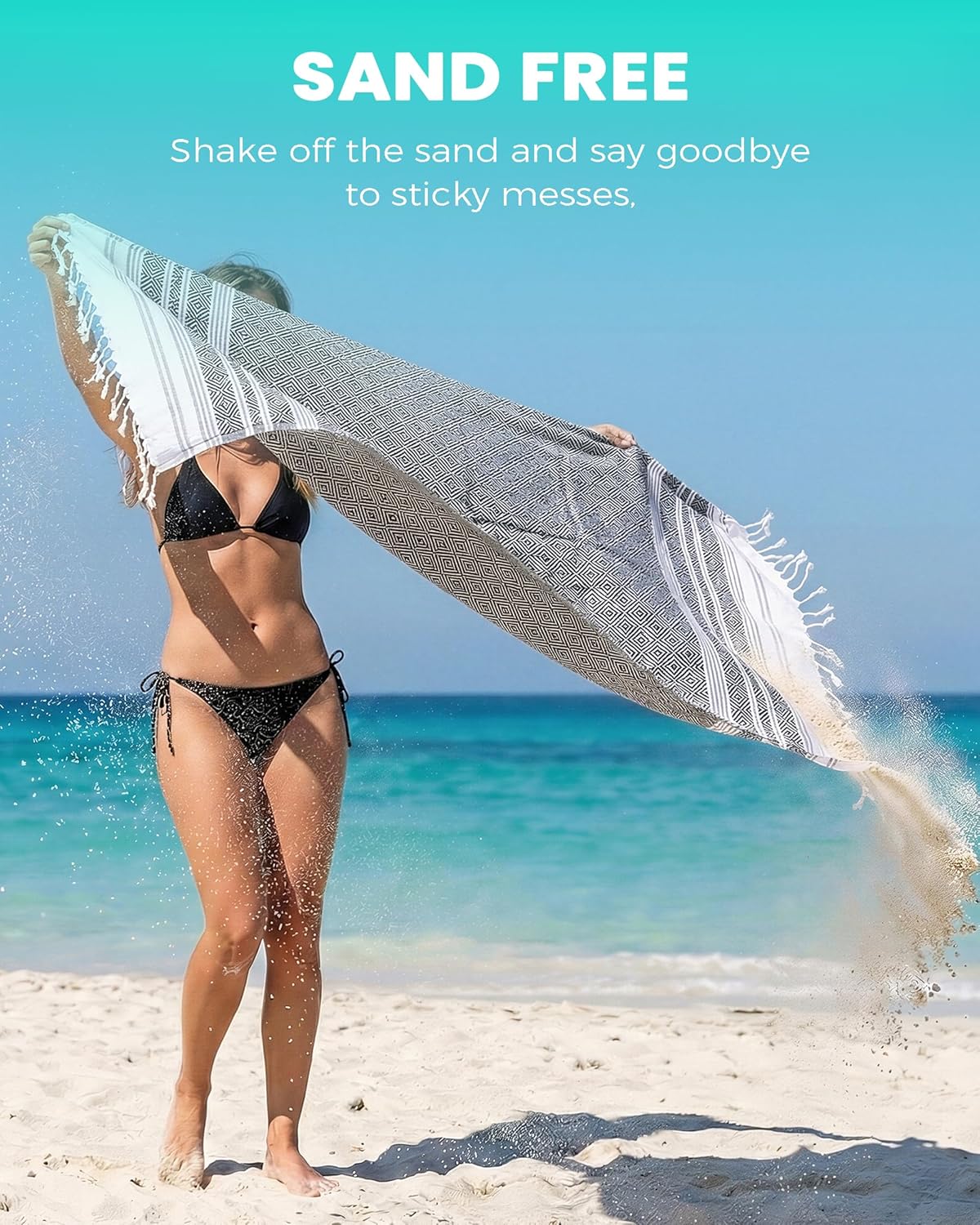 Antfuny Turkish Beach Towels Vacation Essentials Quick Dry Sand Free Oversized Bath Pool Swim Towel Extra Large XL Blanket Adult Travel Cruise Accessories Must Haves Clearance Stuff Necessities - Colors C