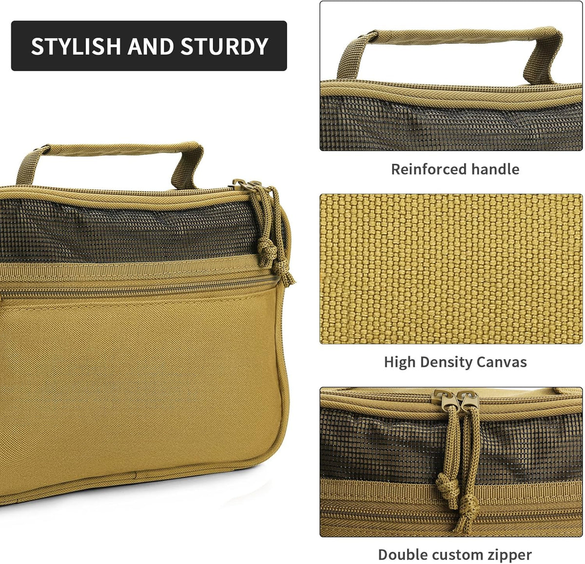 SUNRISING Tactical Toiletry Bag for Men, Hanging Travel Toiletry Organizer Dopp Kit, Shaving Hygiene Toiletries Bag, Men's Toiletry Bag for Short Trips Camping - Green