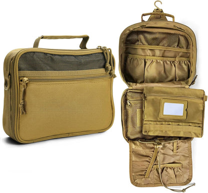 SUNRISING Tactical Toiletry Bag for Men, Hanging Travel Toiletry Organizer Dopp Kit, Shaving Hygiene Toiletries Bag, Men's Toiletry Bag for Short Trips Camping - Green