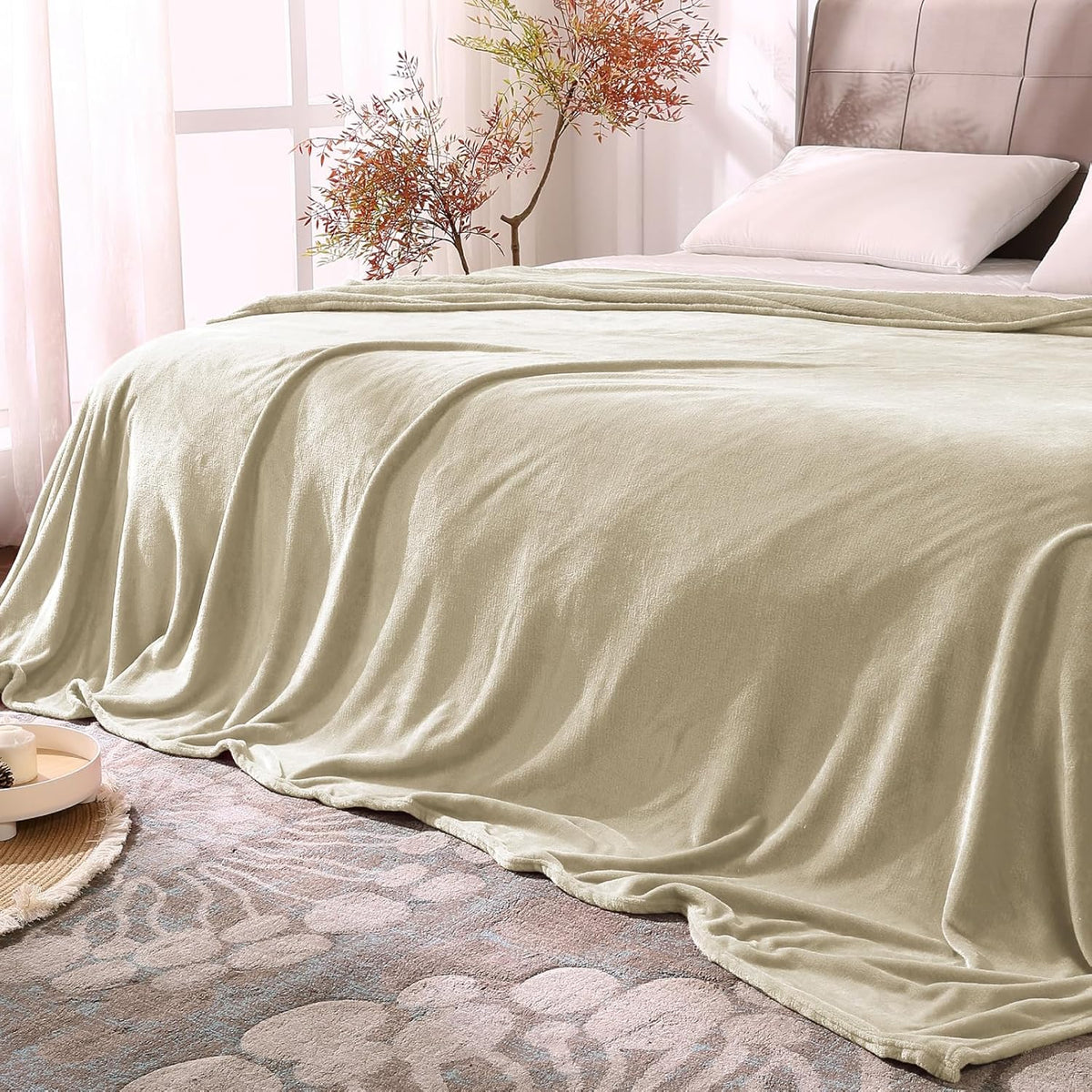 Fleece Blanket Soft Plush Throw for Couch Black 50"x60" - Colors A