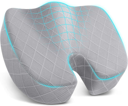 TushGuard Seat Cushion, Memory Foam Office Chair Cushion - Grey, Large