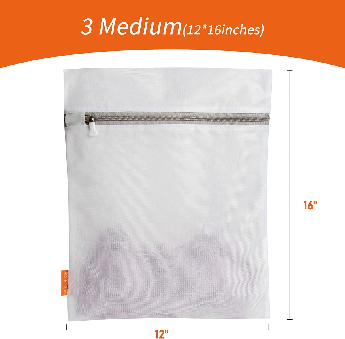 Polecasa Heavy Duty Mesh Laundry Bags for Delicates – 2 Pack with Sturdy Zipper for Lingerie, Coats, Baby Clothes, Underwear – Washing Machine & Dry Safter 24 x 24 Inches (2 XX-Large)