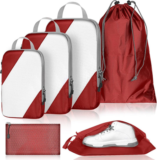 6 Set Ultralight Compression Packing Cubes Packing Organizer with Shoe Bag for Travel Accessories Luggage Suitcase Backpack