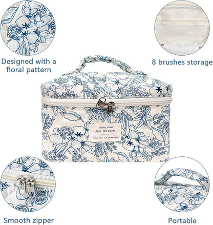 Gosect Large Makeup Bag, Cute Cosmetic Bag for Women Girls, Floral Coquette Aesthetic Toiletry Bag, Travel Make Up Organizer Bag (BDLH) - Colors B