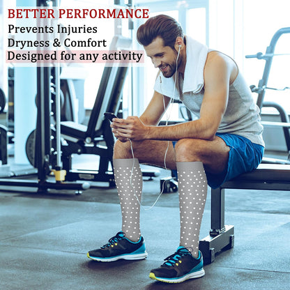 CHARMKING Compression Socks for Women & Men Circulation (8 Pairs) 15-20 mmHg Best Calf Socks Support for Athletic Cycling - Colors A