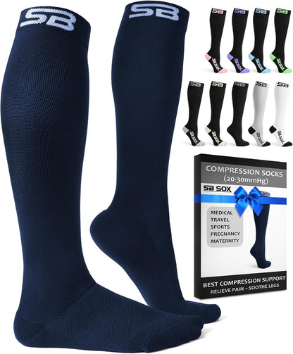 SB SOX Compression Socks for Men & Women (20-30mmHg) – Best Compression Socks for Flying, Medical, Sports, Wide Calf Fit, and Daily Wear
