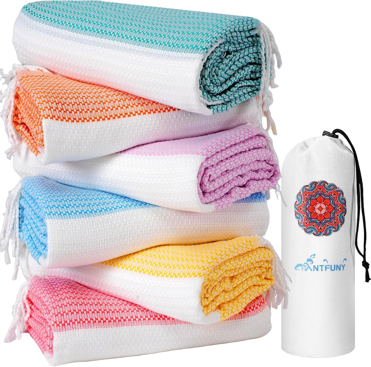 Antfuny Turkish Beach Towels Vacation Essentials Quick Dry Sand Free Oversized Bath Pool Swim Towel Extra Large XL Blanket Adult Travel Cruise Accessories Must Haves Clearance Stuff Necessities - Colors A