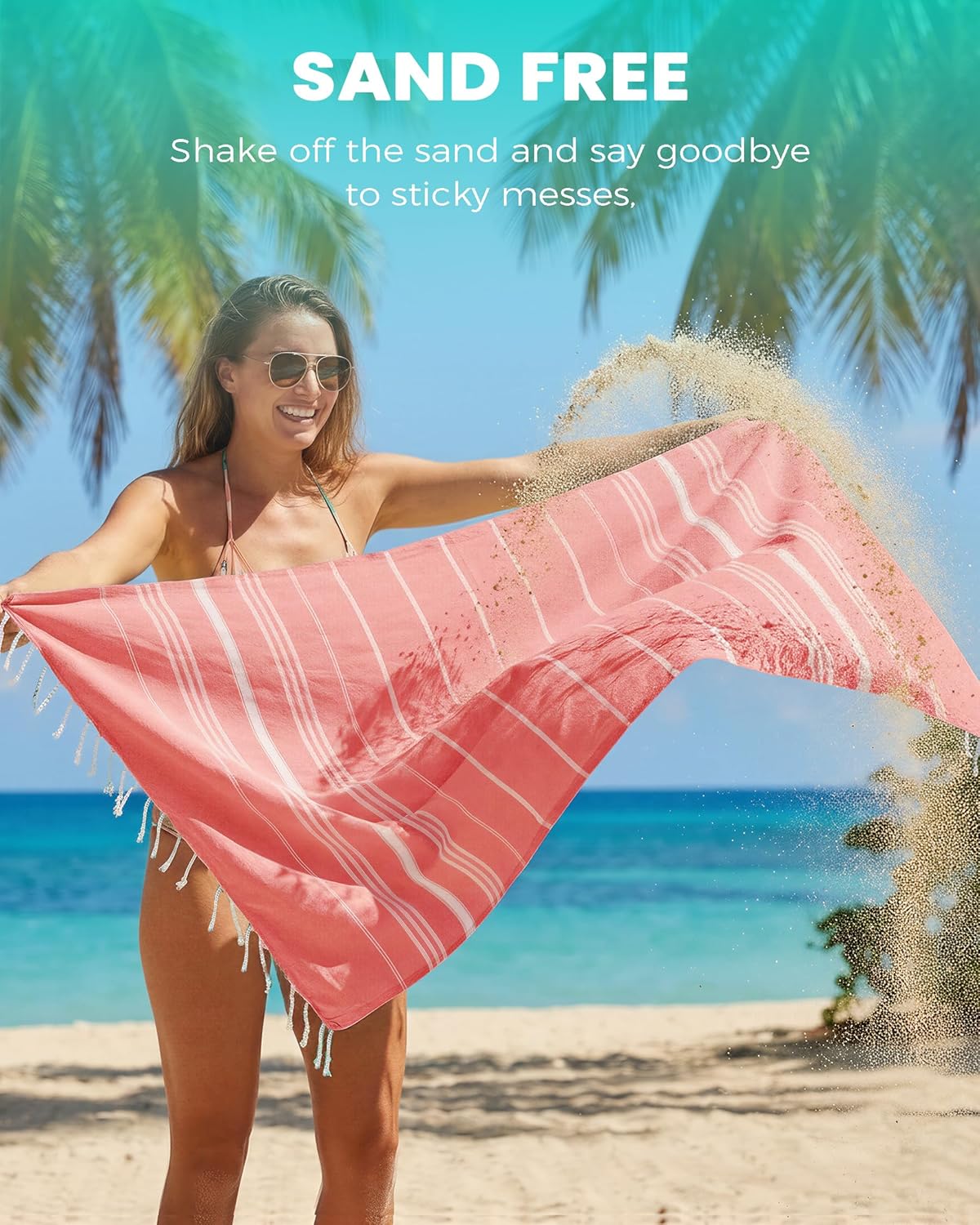 Antfuny Turkish Beach Towels Vacation Essentials Quick Dry Sand Free Oversized Bath Pool Swim Towel Extra Large XL Blanket Adult Travel Cruise Accessories Must Haves Clearance Stuff Necessities - Colors C