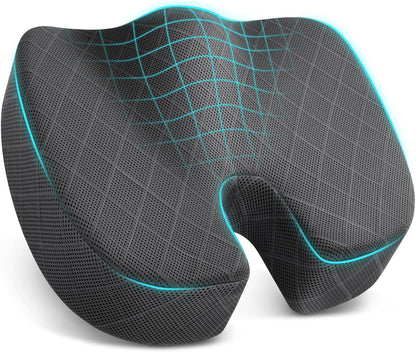 TushGuard Seat Cushion, Memory Foam Office Chair Cushion - Grey, Large