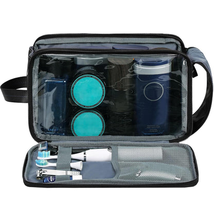 ZEEMO Travel Toiletry Bag for Men, Medium Water-Resistant Double-Sided Full-Open Dopp Kit, Versatile Organizer for Shower and Hygiene Accessories, Bathroom Essentials, Cosmetics, Black