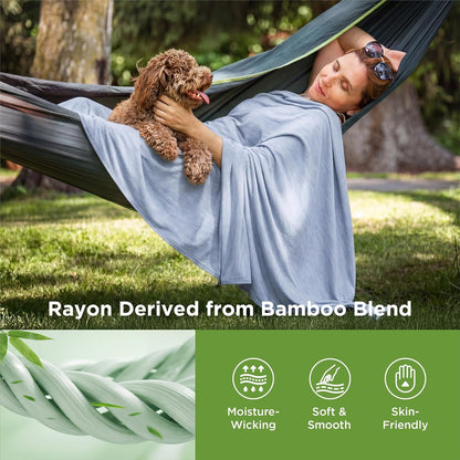 Bedsure Silky Soft Summer Cooling Blanket for Hot Sleepers, Rayon Derived from Bamboo Cold Throw Blanket for Couch, Lightweight Bed Cooling Throw Camping Picnic Travel Outdoor Dorm Essentials, 50x70