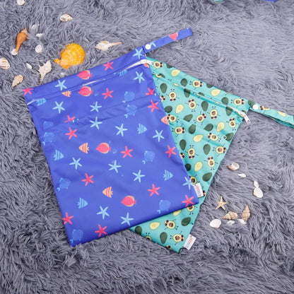 ALVA ALVABABY 3pcs Baby Cloth Diaper Wet/Dry Bags|Waterproof Reusable with Two Pockets|Travel, Beach, Pool, Daycare, Soiled Baby Items,Yoga,Gym Bag for Swimsuits or Wet Clothes 3L-ZM09 - Colors B