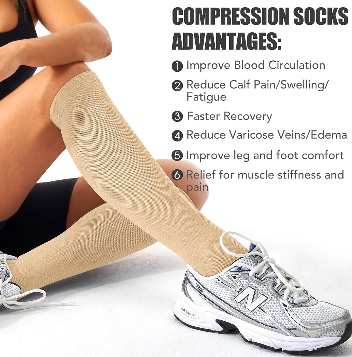 Laite Hebe 3 Pack Medical Compression Sock-Compression Sock For Women and Men Circulation -Best for Running,Nursing,Athletic Sports