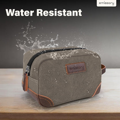 emissary Toiletry Bag for Men, Canvas Travel Toiletry Bag Men's Dopp Kit, Water-resistant Bathroom Bag Mens Shaving Kit, Travel Kit Small Bags, Shaving Bag, Toiletry Bags