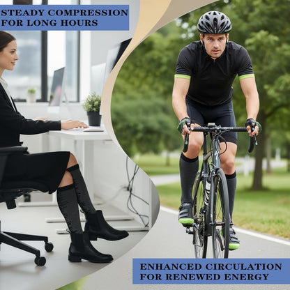 Sooverki Copper Compression Socks for Men & Women 8 Pack 15-20mmHg - Knee High Stockings Best Support for Running Athletic