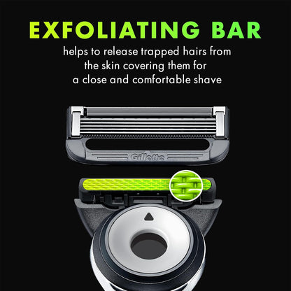 GilletteLabs With Exfoliating Bar Shaving Razor For Men, 1 Handle, 3 Blade Refills, Includes Travel Case for Convenient Storage On The Go
