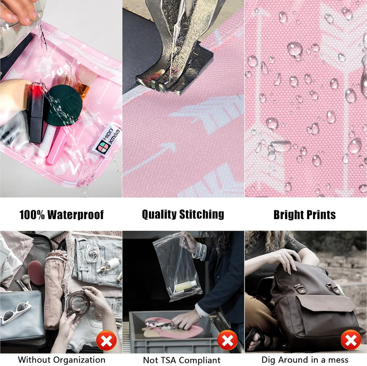 HIONXMGA TSA Approved Toiletry Bag, Set of 3 Clear Travel Toiletry Bag Quart Size Zipper Travel Pouch, Waterproof Makeup Cosmetic Bag for Women Men Kids Toiletries Carry on, Cacti A