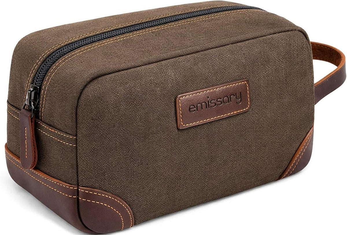 emissary Toiletry Bag for Men, Canvas Travel Toiletry Bag Men's Dopp Kit, Water-resistant Bathroom Bag Mens Shaving Kit, Travel Kit Small Bags, Shaving Bag, Toiletry Bags