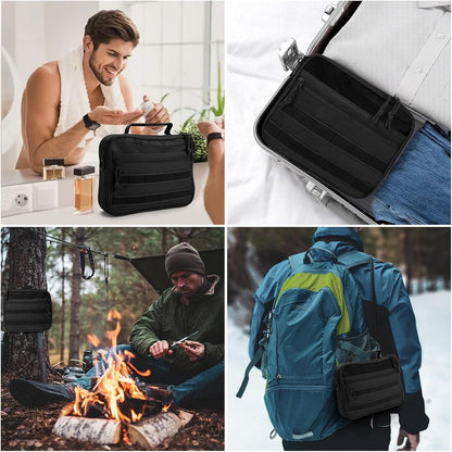 SUNRISING Tactical Toiletry Bag for Men, Hanging Travel Toiletry Organizer Dopp Kit, Shaving Hygiene Toiletries Bag, Men's Toiletry Bag for Short Trips Camping - Green