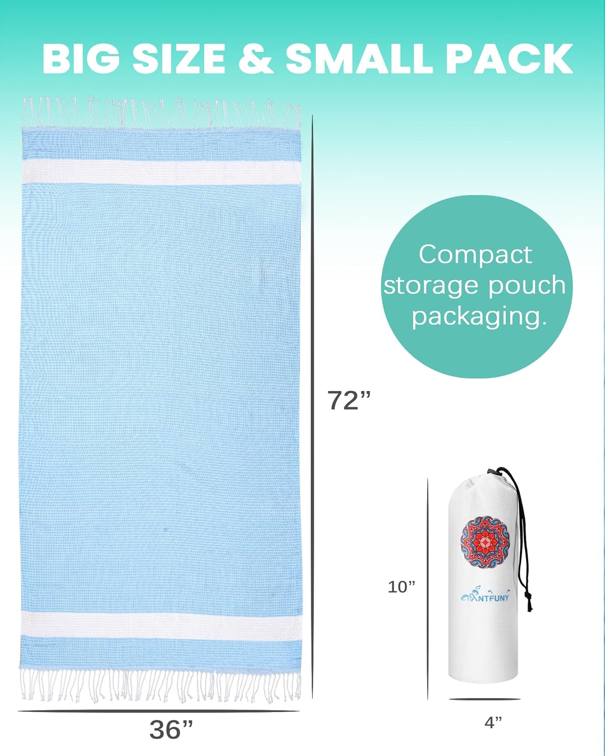 Antfuny Turkish Beach Towels Vacation Essentials Quick Dry Sand Free Oversized Bath Pool Swim Towel Extra Large XL Blanket Adult Travel Cruise Accessories Must Haves Clearance Stuff Necessities - Colors C