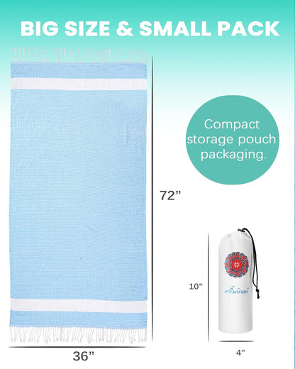 Antfuny Turkish Beach Towels Vacation Essentials Quick Dry Sand Free Oversized Bath Pool Swim Towel Extra Large XL Blanket Adult Travel Cruise Accessories Must Haves Clearance Stuff Necessities - Colors C