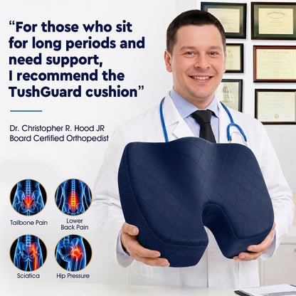 TushGuard Seat Cushion, Memory Foam Office Chair Cushion - Grey, Large