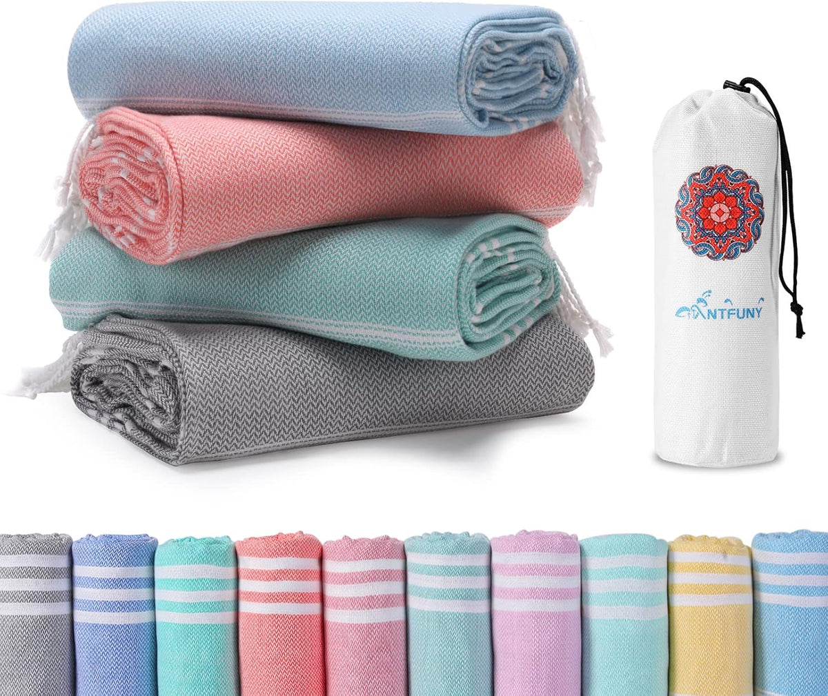 Antfuny Turkish Beach Towels Vacation Essentials Quick Dry Sand Free Oversized Bath Pool Swim Towel Extra Large XL Blanket Adult Travel Cruise Accessories Must Haves Clearance Stuff Necessities - Colors B