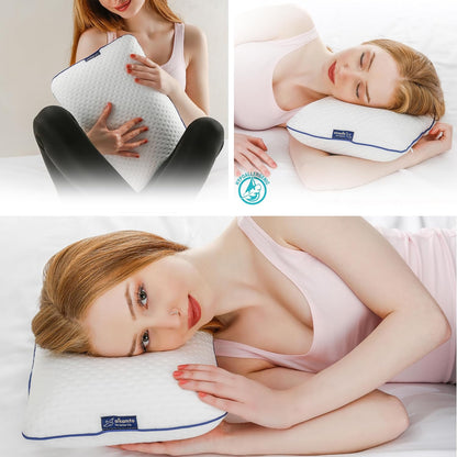 Travel & Camping Comfortable Memory Foam Pillow – Easy to Carry Portable Bag – Temperature Regulating Pillow Case