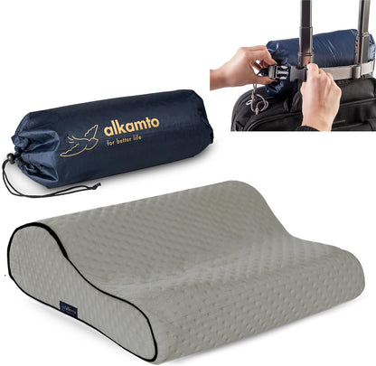 Travel & Camping Comfortable Memory Foam Pillow – Easy to Carry Portable Bag – Temperature Regulating Pillow Case