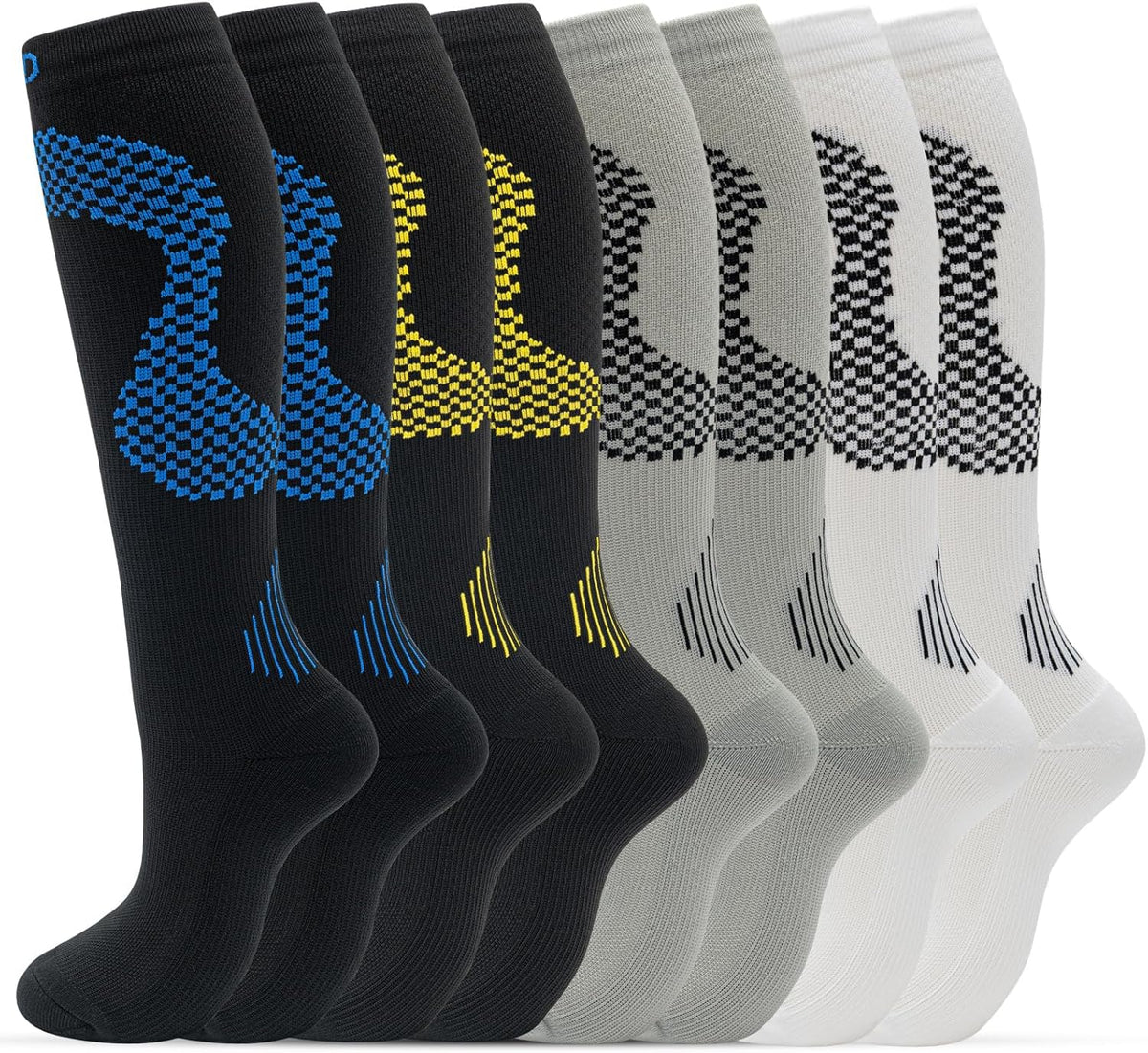 fenglaoda 8 Pairs Compression Socks for Men & Women 20-30 mmHg Knee High Nurse Pregnant Running Medical and Travel Athletic