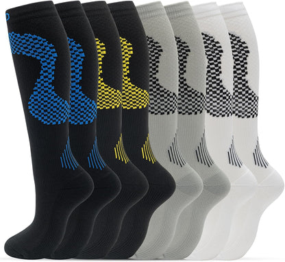 fenglaoda 8 Pairs Compression Socks for Men & Women 20-30 mmHg Knee High Nurse Pregnant Running Medical and Travel Athletic