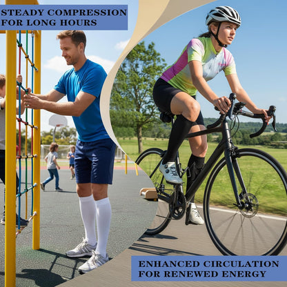 Sooverki Copper Compression Socks for Men & Women 8 Pack 15-20mmHg - Knee High Stockings Best Support for Running Athletic