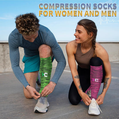 Sooverki Copper Compression Socks for Men & Women 8 Pack 15-20mmHg - Knee High Stockings Best Support for Running Athletic