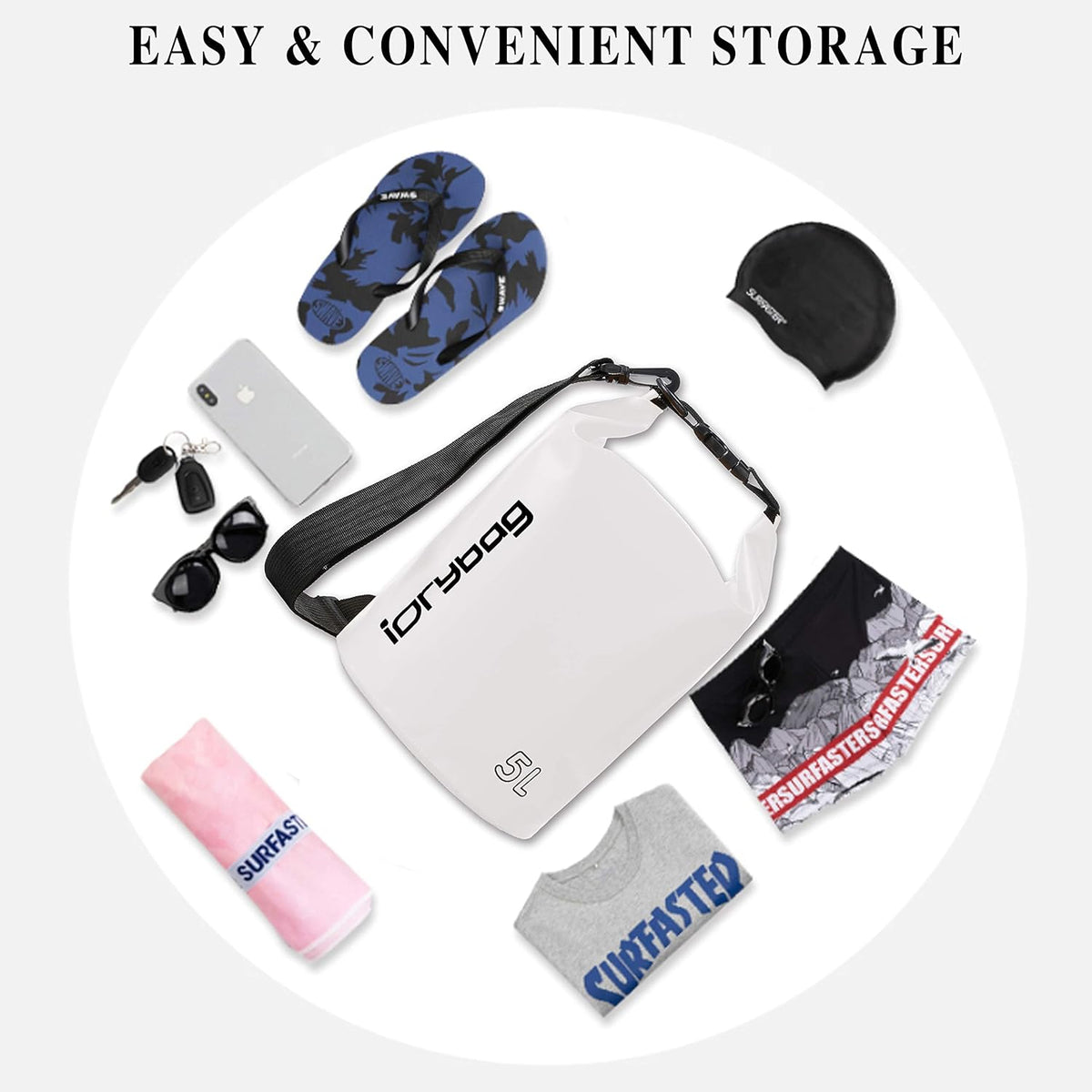 IDRYBAG Dry Bag for Kayaking Waterproof 2L/5L/10L/15L/20L, Small Dry Sack Waterproof Bag for Boating