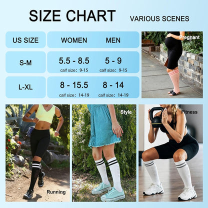 4 Pairs Compression Socks for Women Circulation-Best Support for Nurses,Running,Athletic,Travel