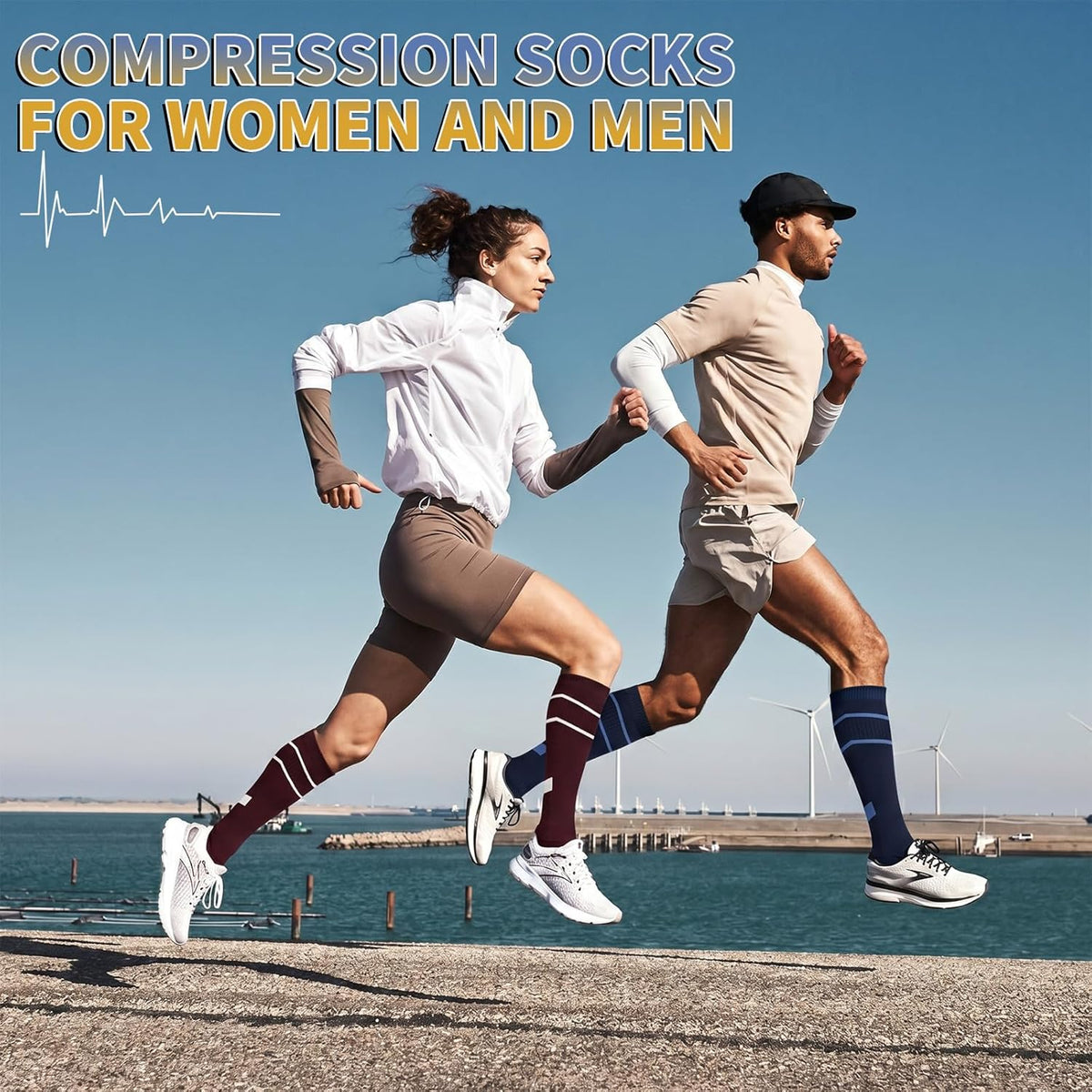 Sooverki Copper Compression Socks for Men & Women 8 Pack 15-20mmHg - Knee High Stockings Best Support for Running Athletic