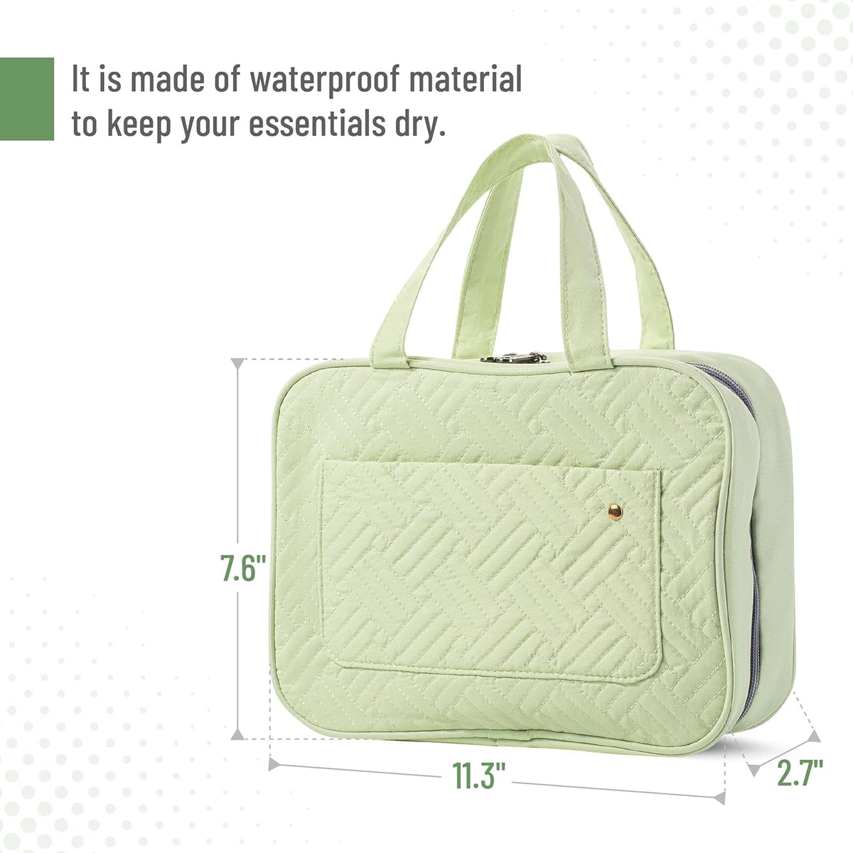 Ms. Pen- Travel Toiletry Bag Organizers, Green, Makeup Travel Bag for Toiletries with Hanging Hook, Water-Resistant