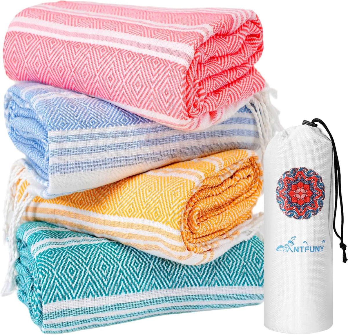 Antfuny Turkish Beach Towels Vacation Essentials Quick Dry Sand Free Oversized Bath Pool Swim Towel Extra Large XL Blanket Adult Travel Cruise Accessories Must Haves Clearance Stuff Necessities - Colors A