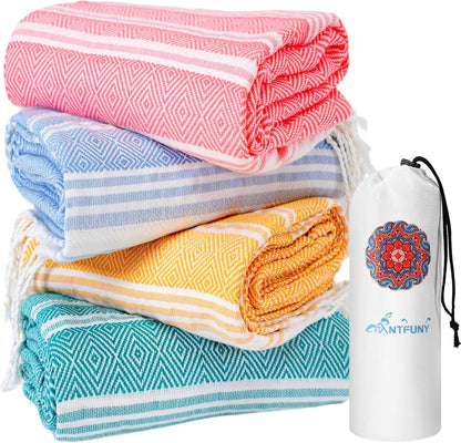 Antfuny Turkish Beach Towels Vacation Essentials Quick Dry Sand Free Oversized Bath Pool Swim Towel Extra Large XL Blanket Adult Travel Cruise Accessories Must Haves Clearance Stuff Necessities - Colors A