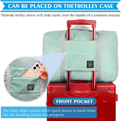 Foldable Travel Duffel Bags 2PCS Tote Carry On Luggage Spirit Airlines Personal Item Sports Gym Weekender Overnight Bags for Women and Men (Red+Blue)